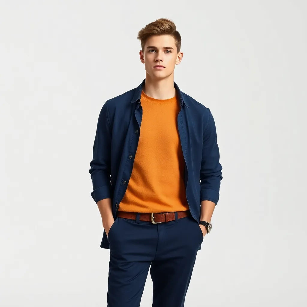 Slim Fit Spodnie Chino – Granatowe